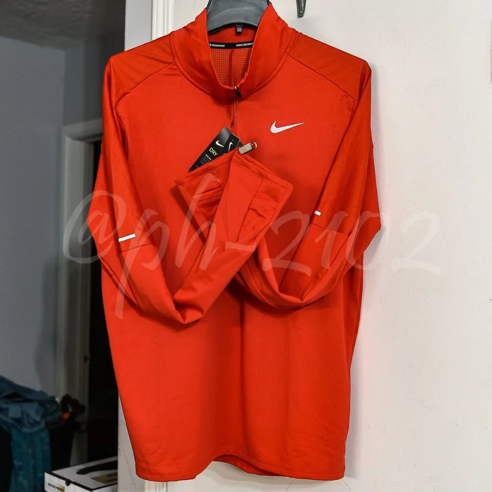 Nike Dri-FIT Men's 1/2-Zip Running Top RED - Picture 5 of 8